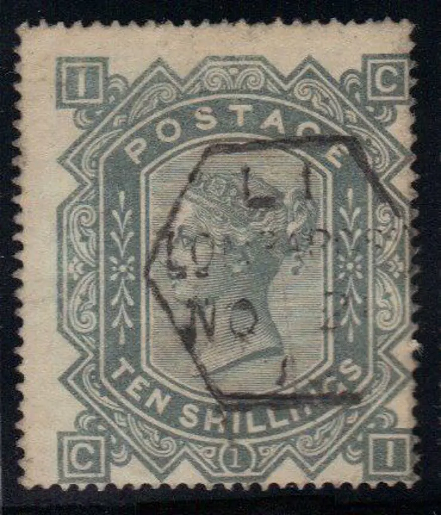 1878 10/- greenish grey wmk Maltese Cross on white ... Image 1++
