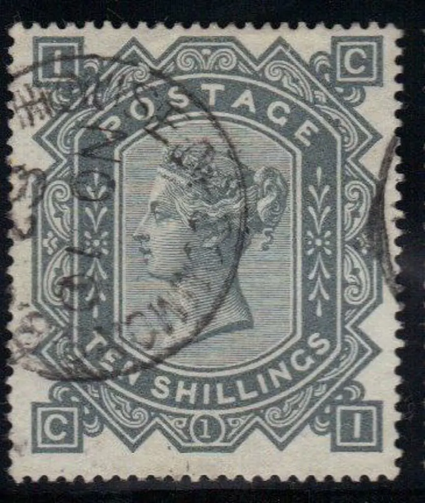 1878 10/- greenish grey wmk Maltese Cross on white ... Image 1++