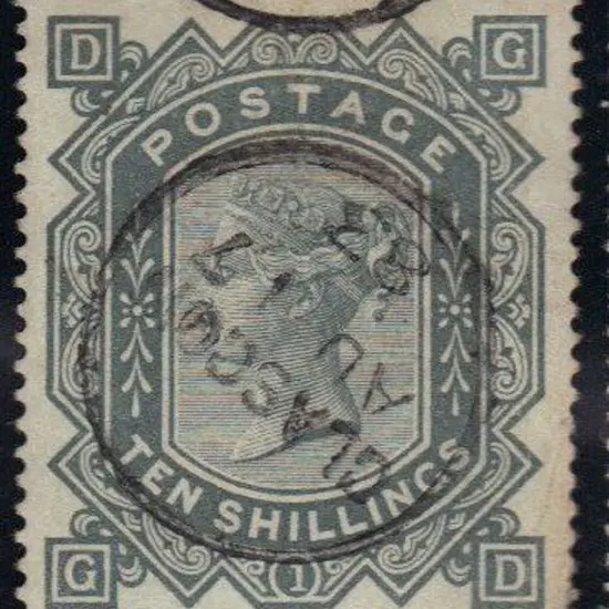 1878 10/- greenish grey wmk Anchor on white paper. ...