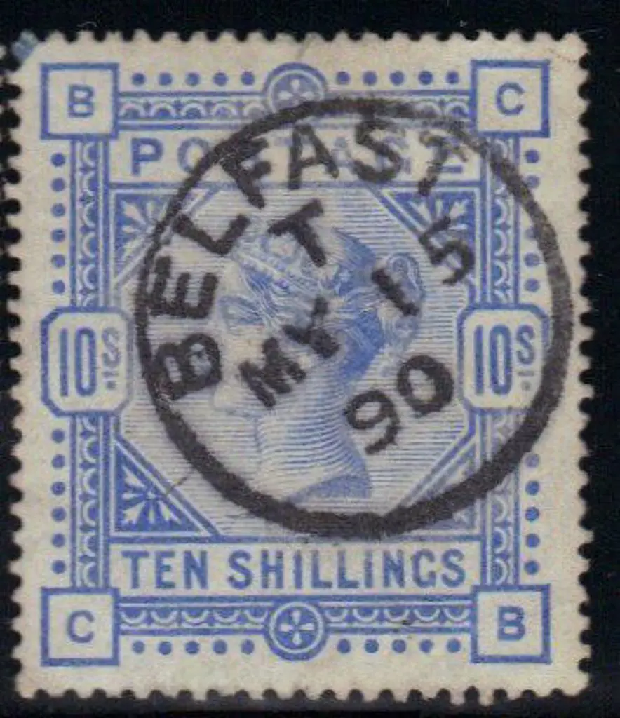 1883 10/- ultramarine QV on white paper with ... Image 1++