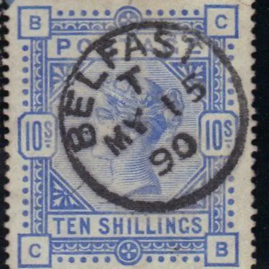 1883 10/- ultramarine QV on white paper with ...