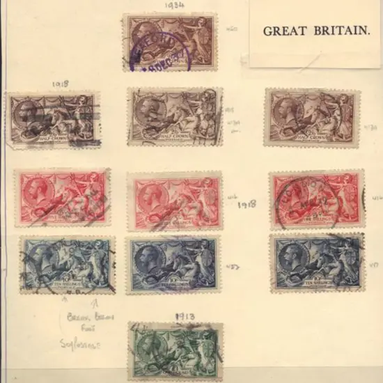 1913/34 2/6d to £1 Seahorses good to F/U range in ...