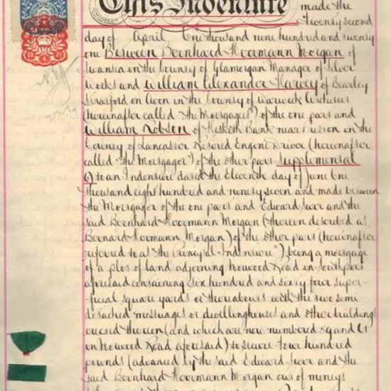 1917, 1920 & 1921 (2) Legal documents bearing ...