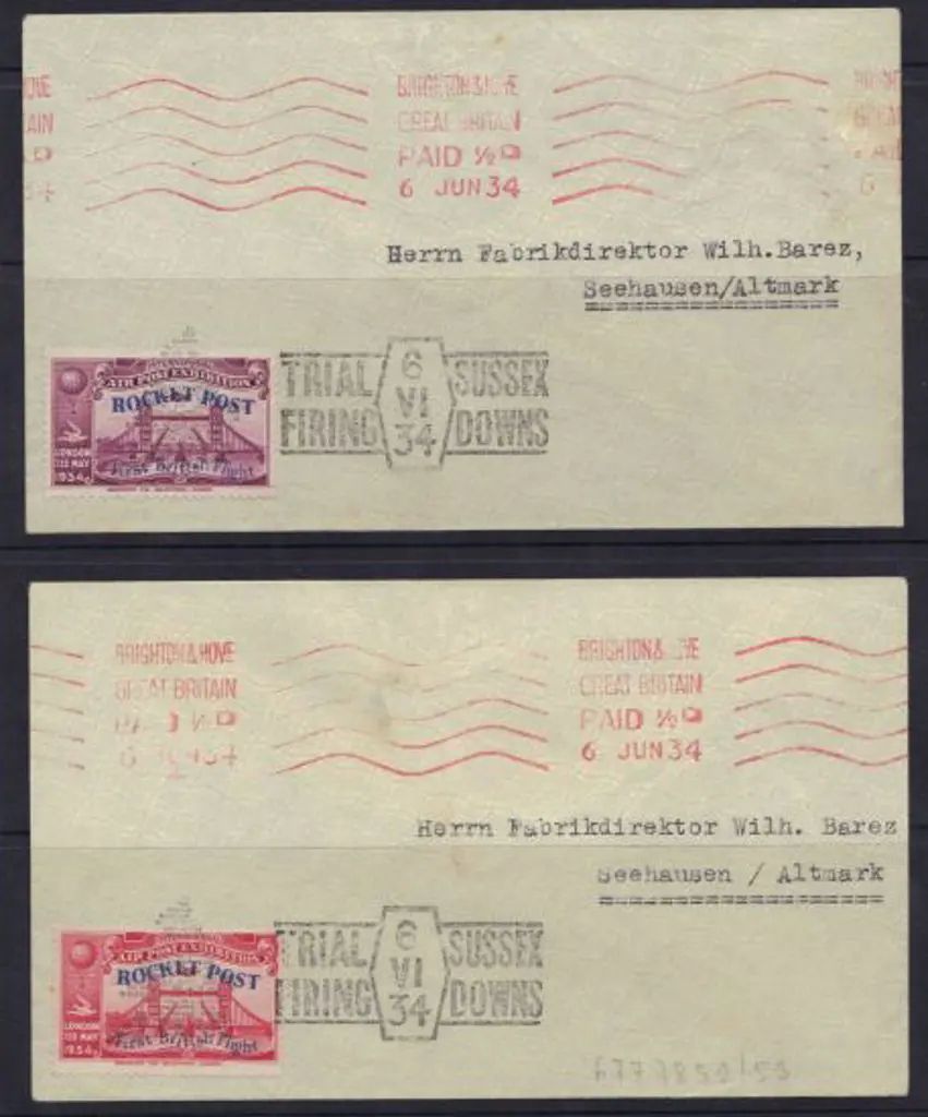 1934 (6th June) Zucker Rocket Post set of 2 covers ... Image 1++