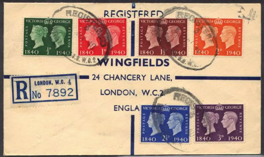 1940 Postage Stamp Cent FDC on London Reg ... Image 1++