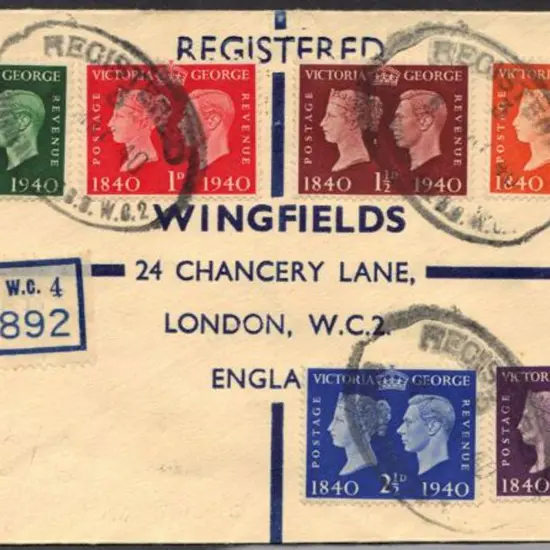 1940 Postage Stamp Cent FDC on London Reg ...