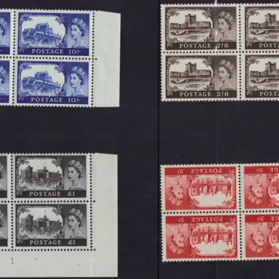 1967/68 Castles no wmk set in MUH blocks, the £1 ...