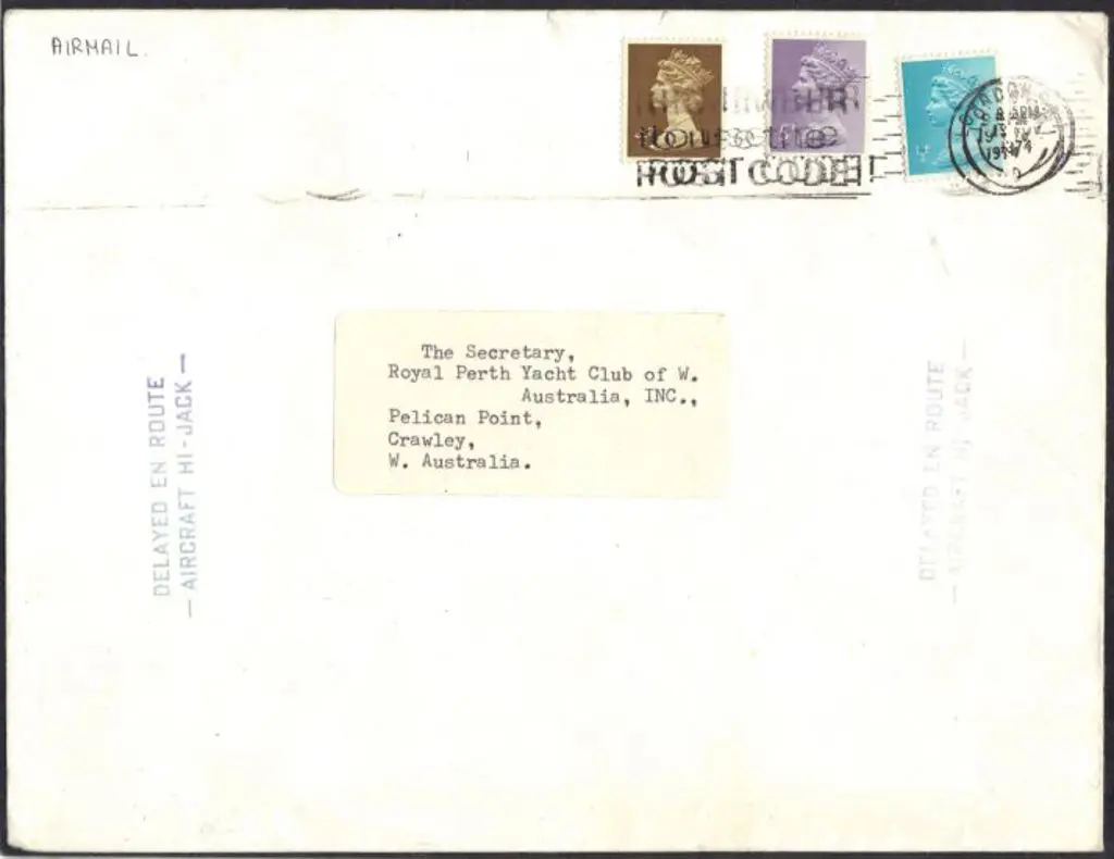 1974 London to Perth commercial A5 env addressed ... Image 1++