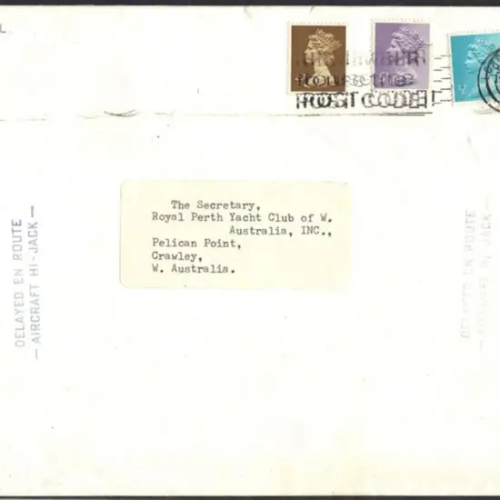 1974 London to Perth commercial A5 env addressed ...