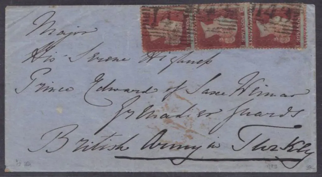 1854 military letter franked 1d red-brown on ... Image 1++