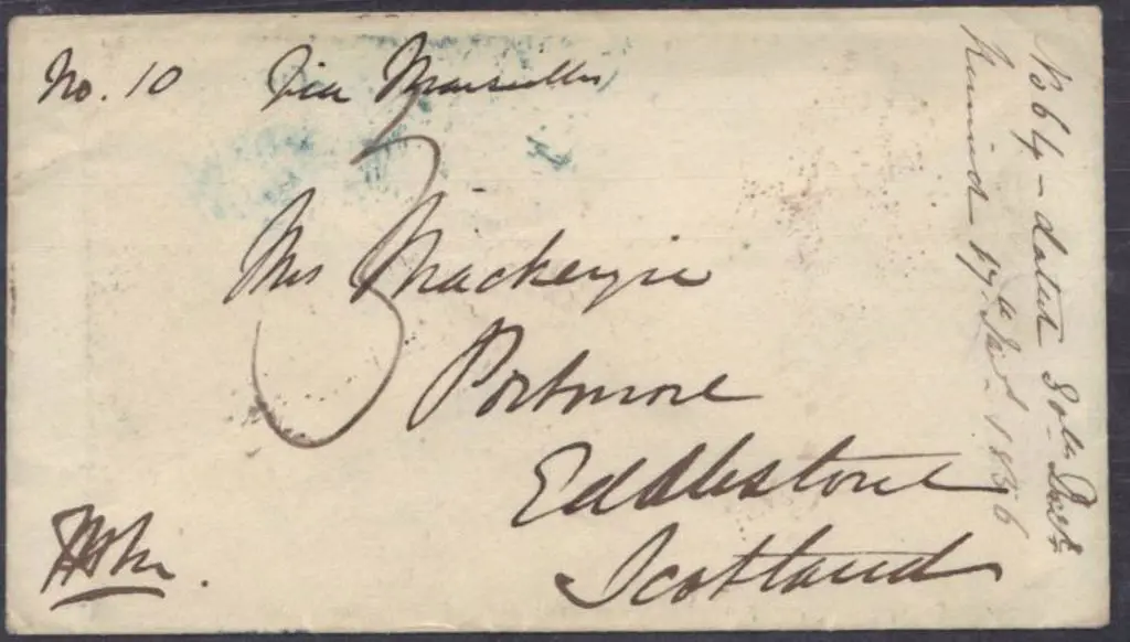 1856 stampless military letter handstamped on back ... Image 1++