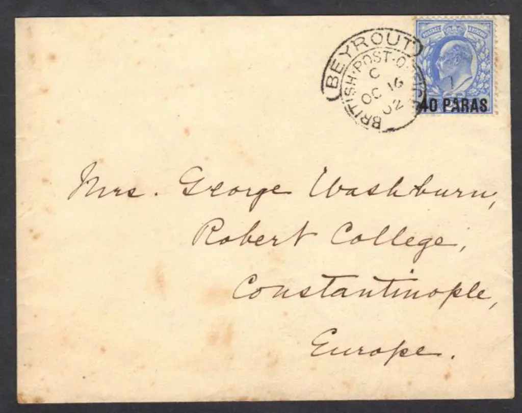 1902 (16th Oct) Brit P.O. in Levant cover with ... Image 1++