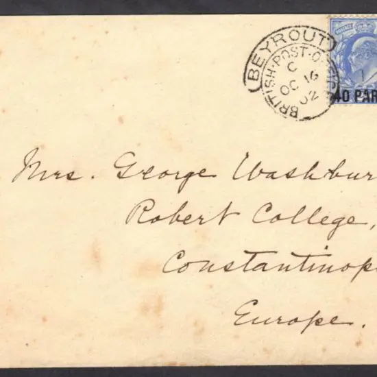 1902 (16th Oct) Brit P.O. in Levant cover with ...