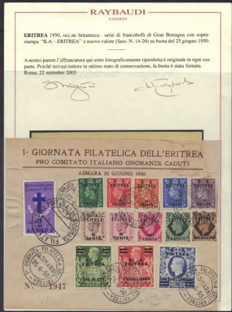 1950 (26th June) B.A. ERITREA surcharges complete ... Image 1++