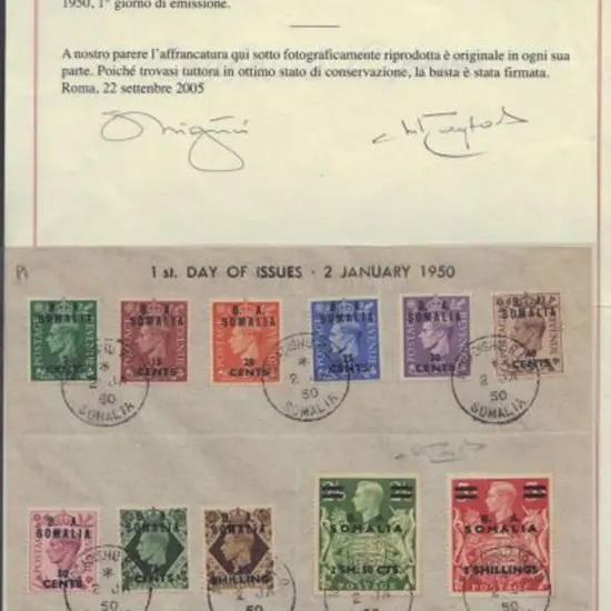 1950 (2nd Jan) B.A. SOMALIA surcharges complete ...