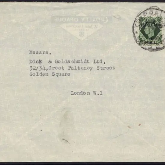 1950 9d green KGVI with 18 M.A.L. ovpt (SG 122) ...