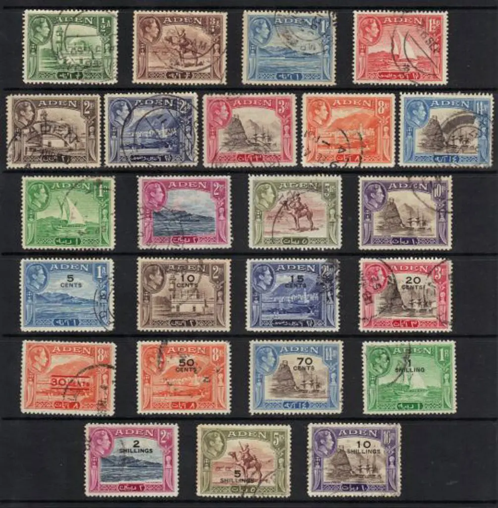 Aden 1939/48 ½a to 10r KGVI defins set of 13 & ... Image 1++