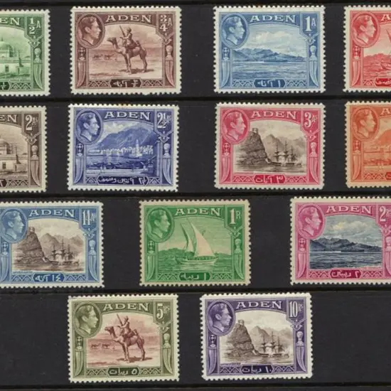 Aden 1939/48 ½a to 10r KGVI defins set of 13. MLH ...