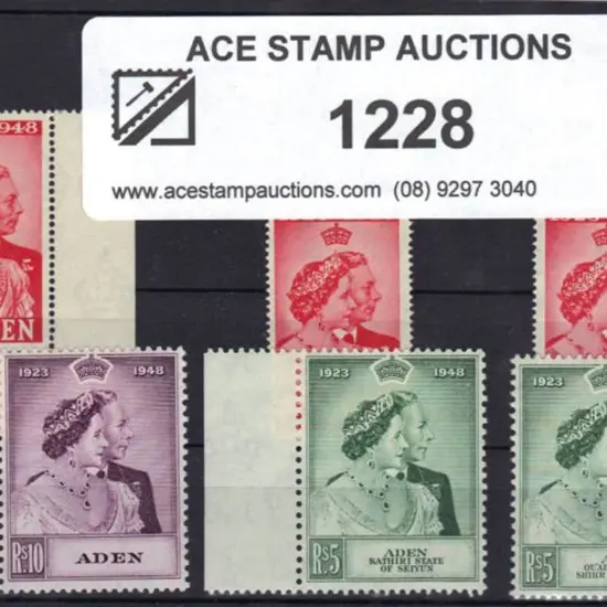 Aden & States 1948 Silver Wedding sets of 2 to 5r ...