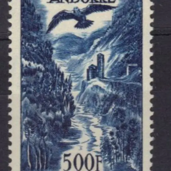Andorra 1955 500f deep blue airmail MUH. SG F165 ...