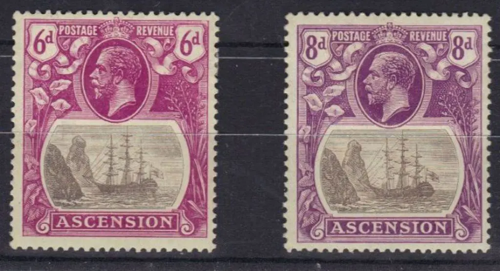 Ascension 1924 6d grey-black & bright purple 8d ... Image 1++