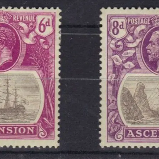 Ascension 1924 6d grey-black & bright purple 8d ...