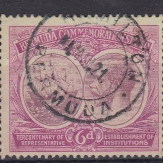 Bermuda 1921 6d Tercentenary on chalk surfaced ...