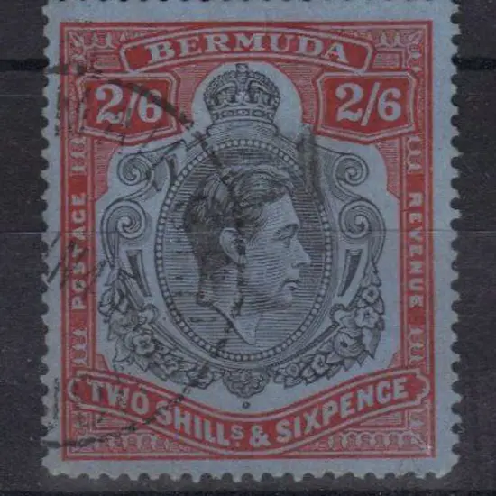 Bermuda 1942 2/6d black & red/grey-blue Perf. 14¼ ...