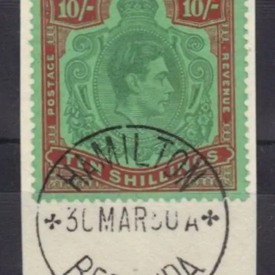 Bermuda 1946 10/- deep green & dull red/green on ...