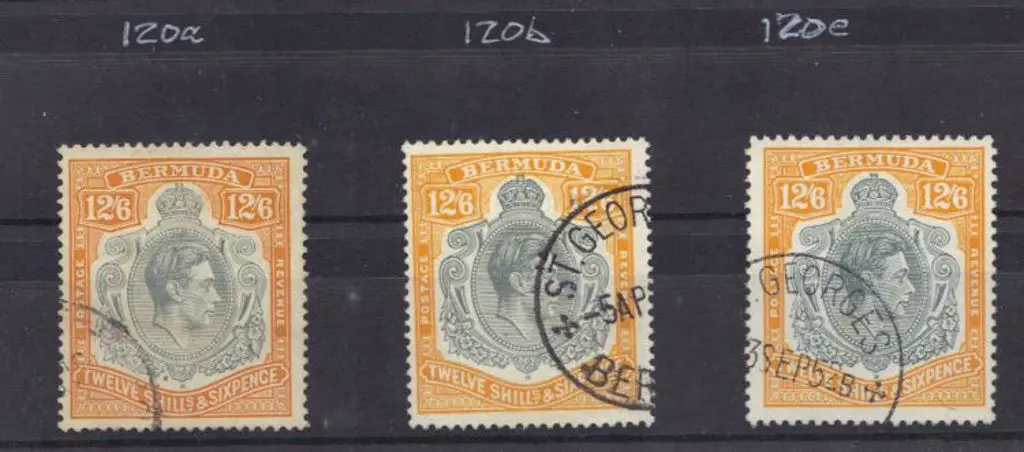 Bermuda 1938/40 12/6d grey & brownish orange, ... Image 1++
