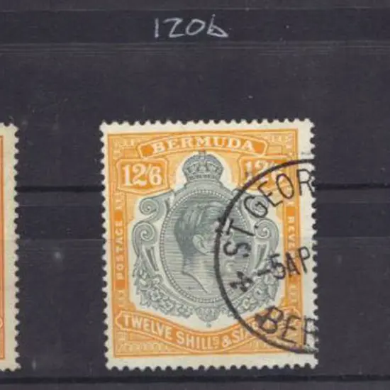 Bermuda 1938/40 12/6d grey & brownish orange, ...