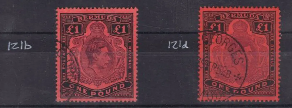 Bermuda 1943/51 £1 pale purple & black/pale red & ... Image 1++