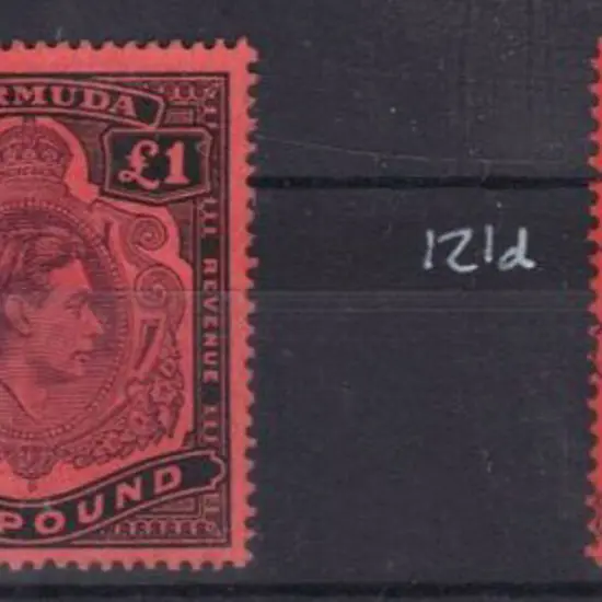 Bermuda 1943/51 £1 pale purple & black/pale red & ...