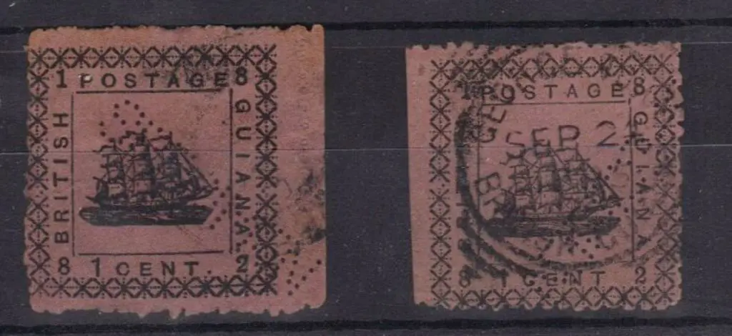 British Guiana 1882 1c magenta perforated SPECIMEN ... Image 1++