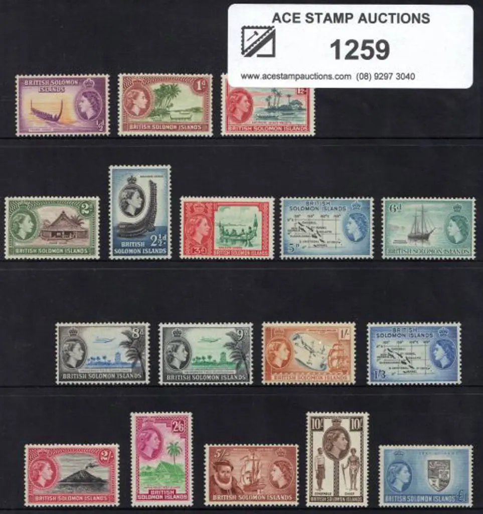 British Solomon Islands 1956 QEII pictorials to ... Image 1++