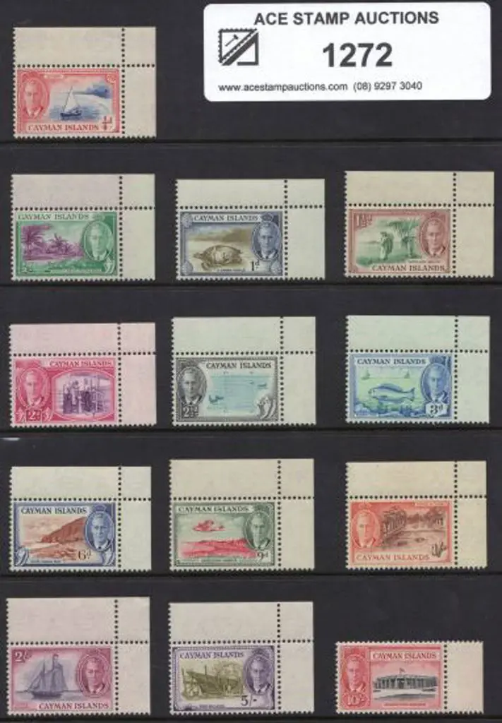Cayman Islands 1950 KGVI pictorials to 10/-. ... Image 1++