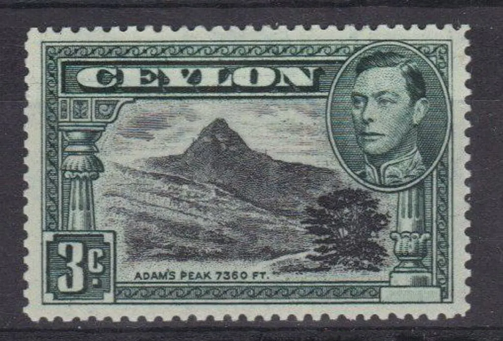 Ceylon 1941 3c black & deep blue green KGVI. Perf. ... Image 1++