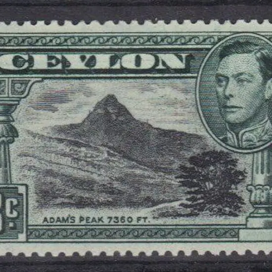 Ceylon 1941 3c black & deep blue green KGVI. Perf. ...