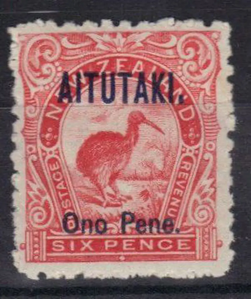China - Aitutaki 1916 6d rose-red. Fine MUH SG 6 ... Image 1++