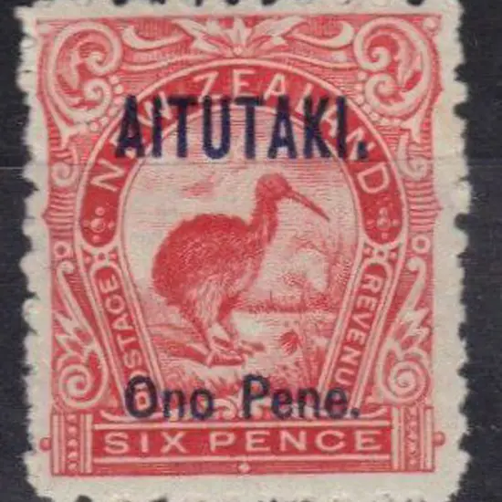 China - Aitutaki 1916 6d rose-red. Fine MUH SG 6 ...