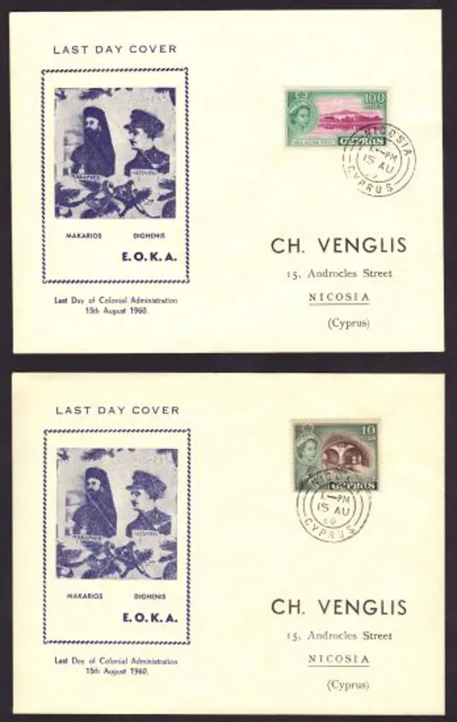 Cyprus 1960 (15th Aug) Last Day Covers of Colonial ... Image 1++
