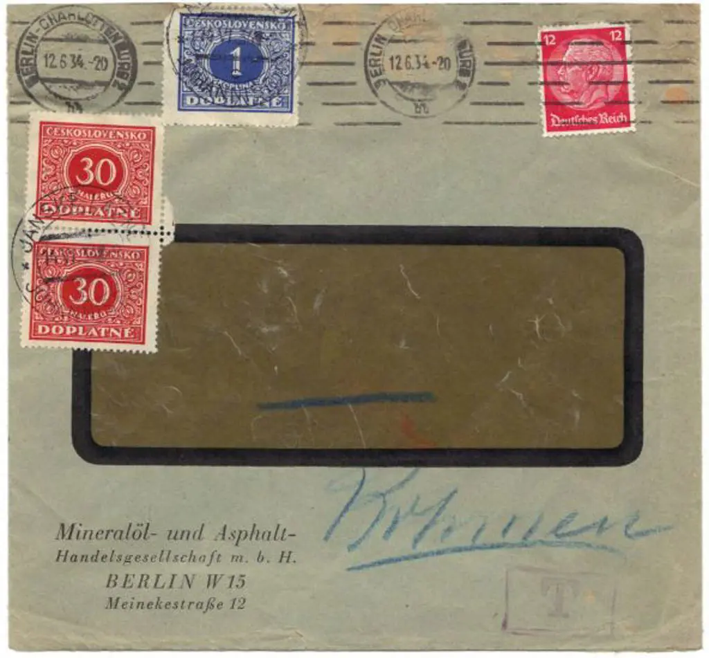 Czechoslovakia 1934 (12th June) taxed commercially ... Image 1++