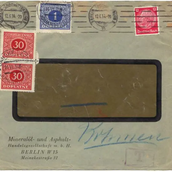 Czechoslovakia 1934 (12th June) taxed commercially ...