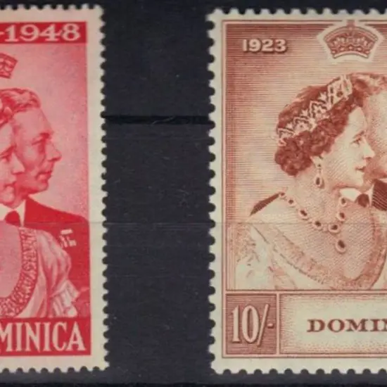 Dominica 1948 Silver Wedding set of 2 to 10/-. 1d ...