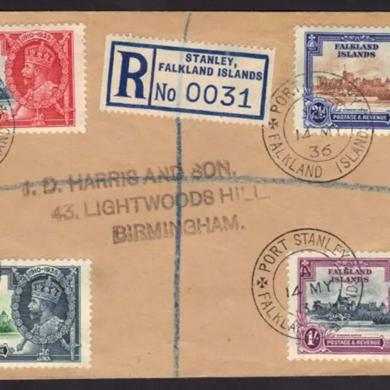 Falkland Islands 1936 (14th May) Registered letter ...