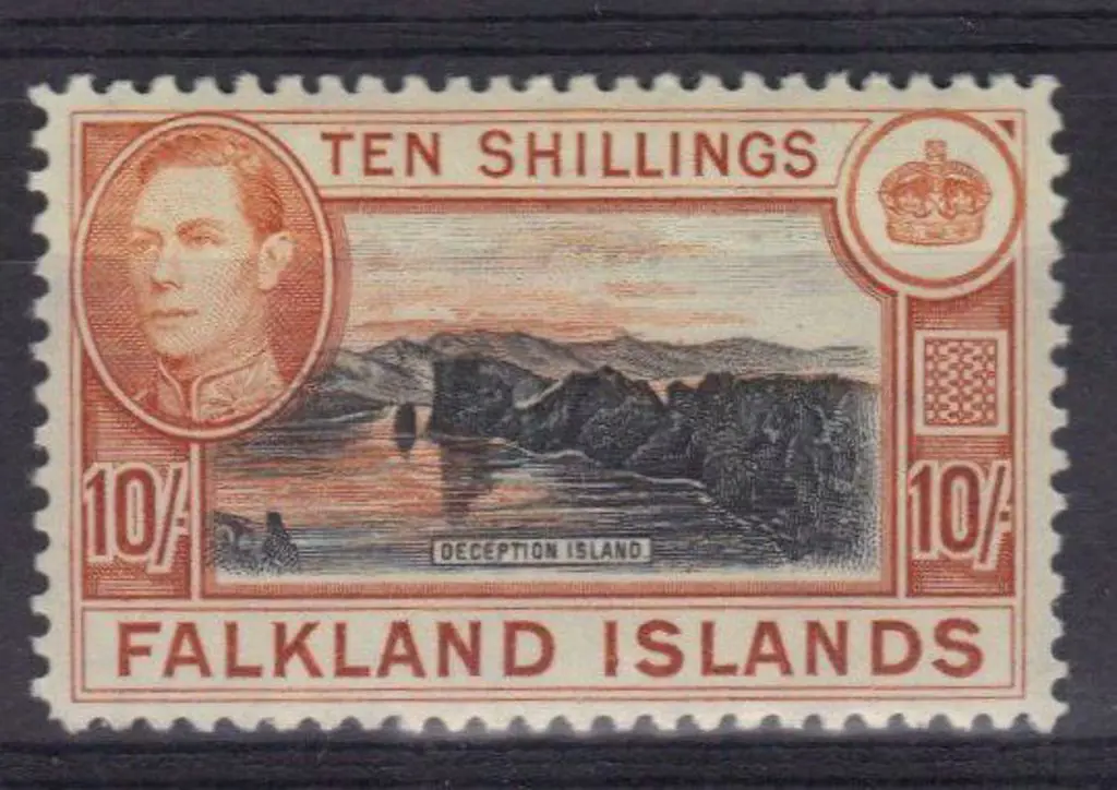 Falkland Islands 1938 10/- black & orange-brown ... Image 1++
