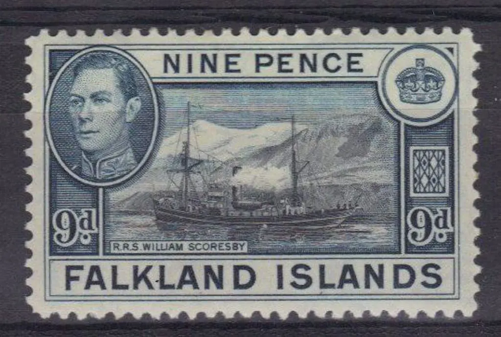 Falkland Islands 1939 9d KGVI supply ship. MLH SG ... Image 1++