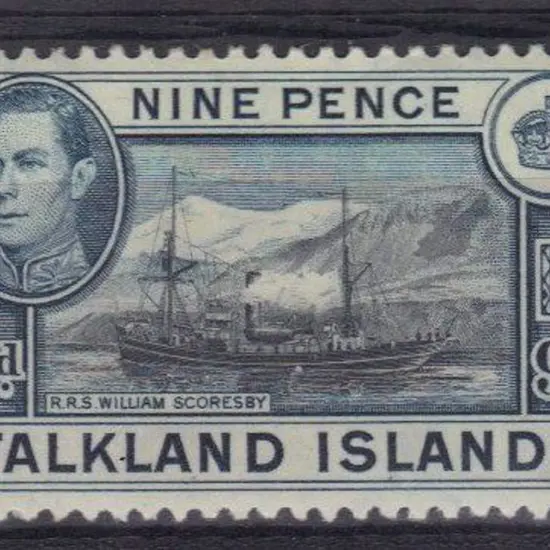 Falkland Islands 1939 9d KGVI supply ship. MLH SG ...