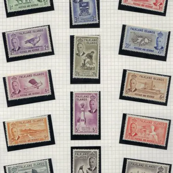 Falkland Islands 1952 KGVI defins set of 14 to £1. ...