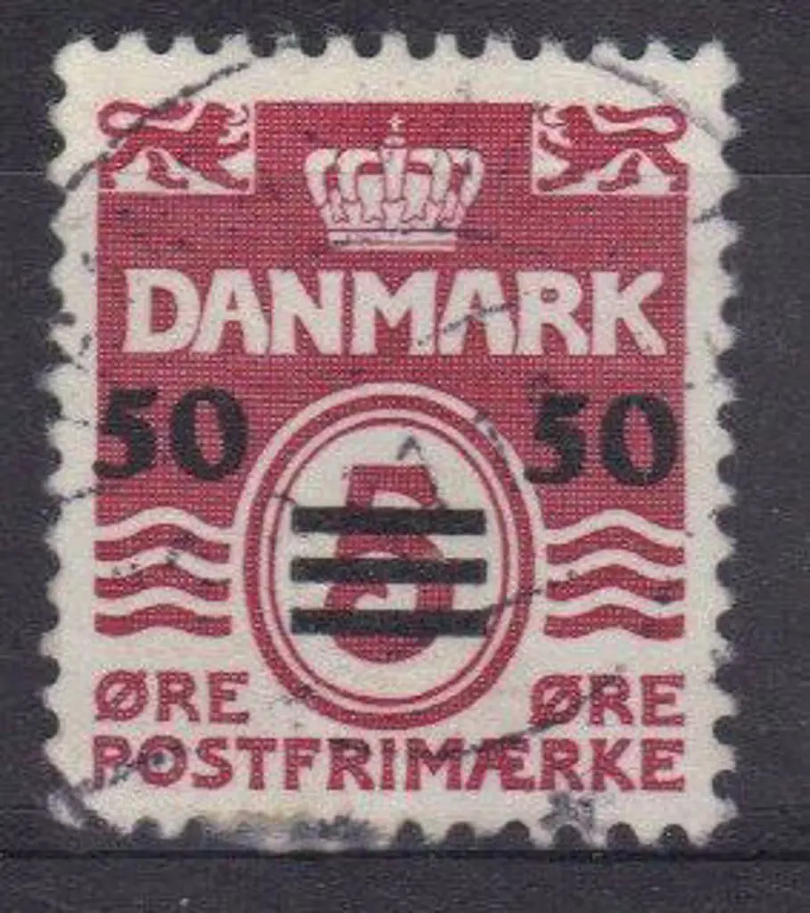 Faroe Islands 1940/41 50pa on 5ore wine-red. ... Image 1++